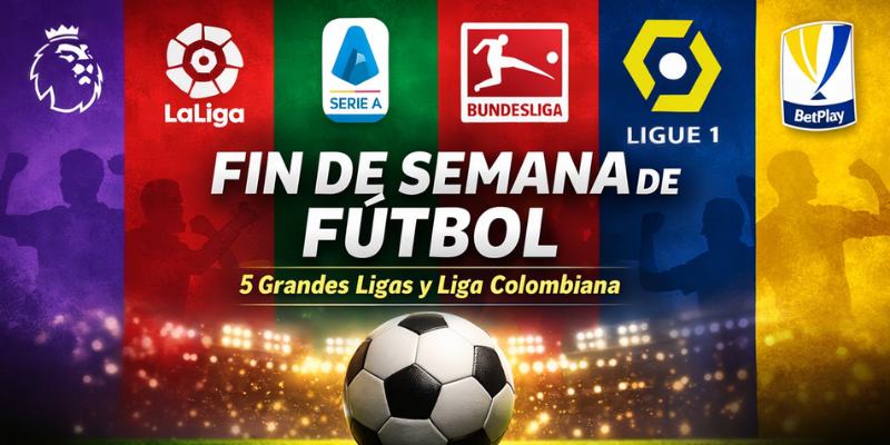Fin de Semana de Fútbol: 5 Grandes Ligas y Liga Colombiana