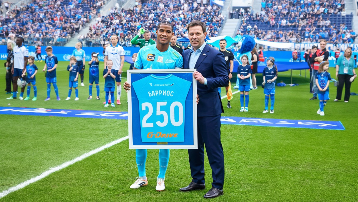 Histórico: Wilmar Barrios alcanza los 250 partidos con el Zenit y es homenajeado en Rusia