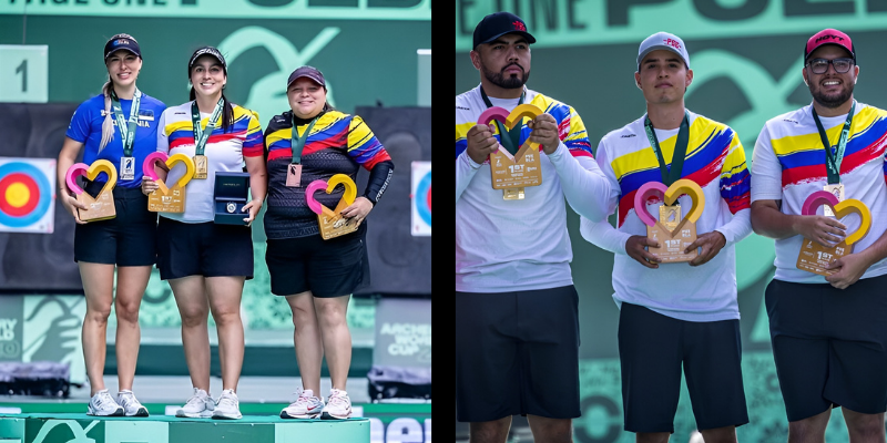 Sara López y el equipo masculino de arco compuesto se bañan de oro en México