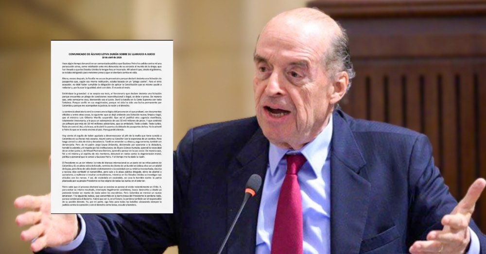 Álvaro Leyva se pronuncia tras llamado a juicio y cuestiona proceso en su contra