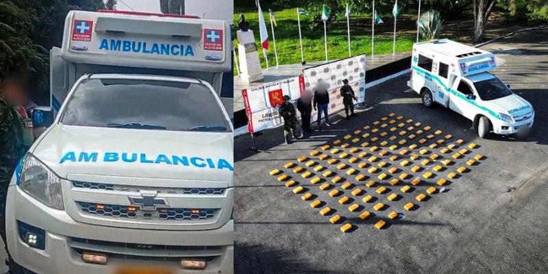 Interceptan narcoambulancia con más de 200 kilos de cocaína en Huila