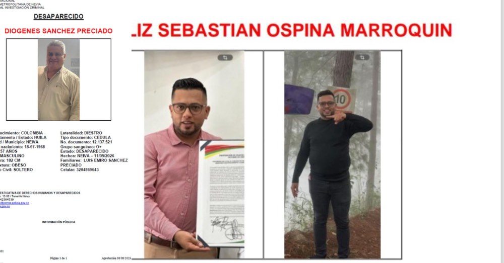 Desaparición en Neiva: Buscan a dos hombres que viajaron a Putumayo por motivos laborales