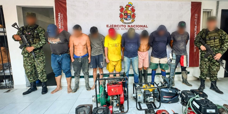 Capturan a ocho hombres por extracción ilícita de oro en Campoalegre