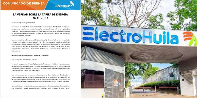 Electrohuila explica el costo de la energía y anuncia reducción en las tarifas