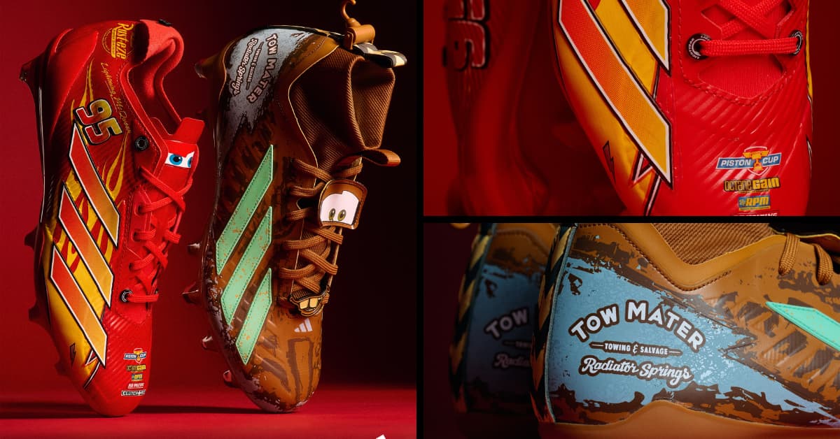 Adidas celebra el 20.° aniversario de Cars con una colección de botines inspirada en Rayo McQueen y Mate