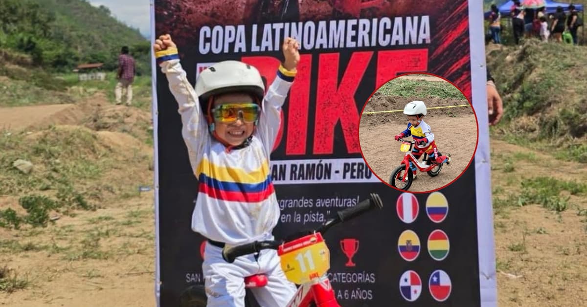 El niño huilense Dominic "El Rayo Mosquera" se corona campeón latinoamericano de BMX