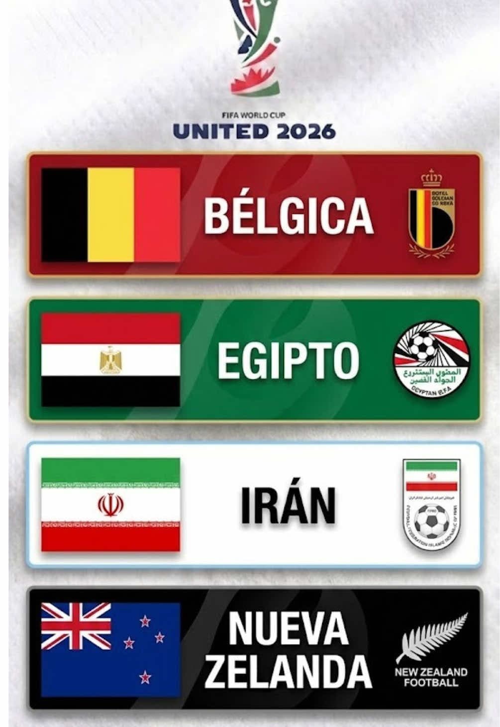 Análisis del Grupo G: Bélgica, Egipto, Irán y Nueva Zelanda. ¿Quiénes avanzarán?