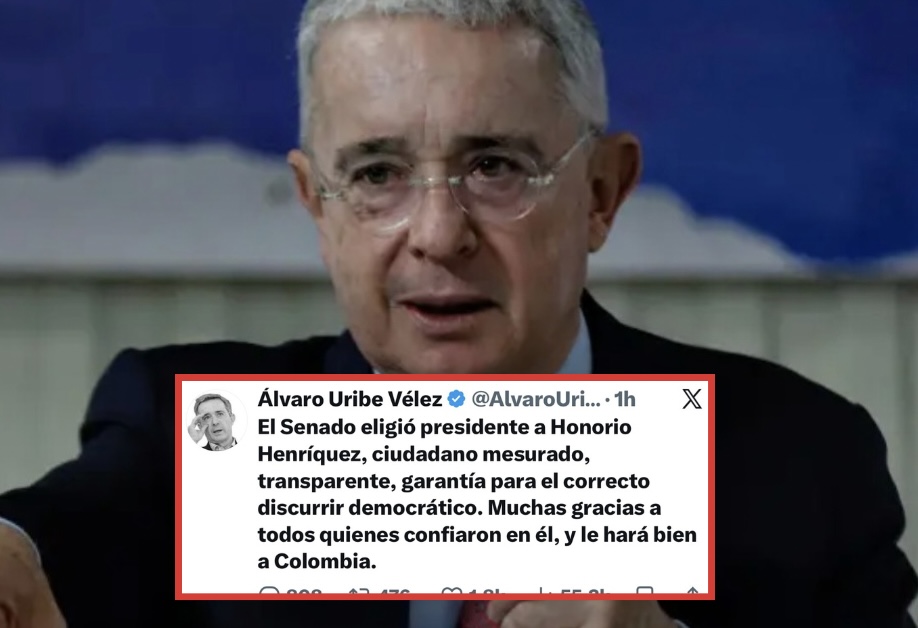 Álvaro Uribe reaccionó a la elección de Honorio Henríquez como presidente del Senado: “Le hará bien a Colombia”